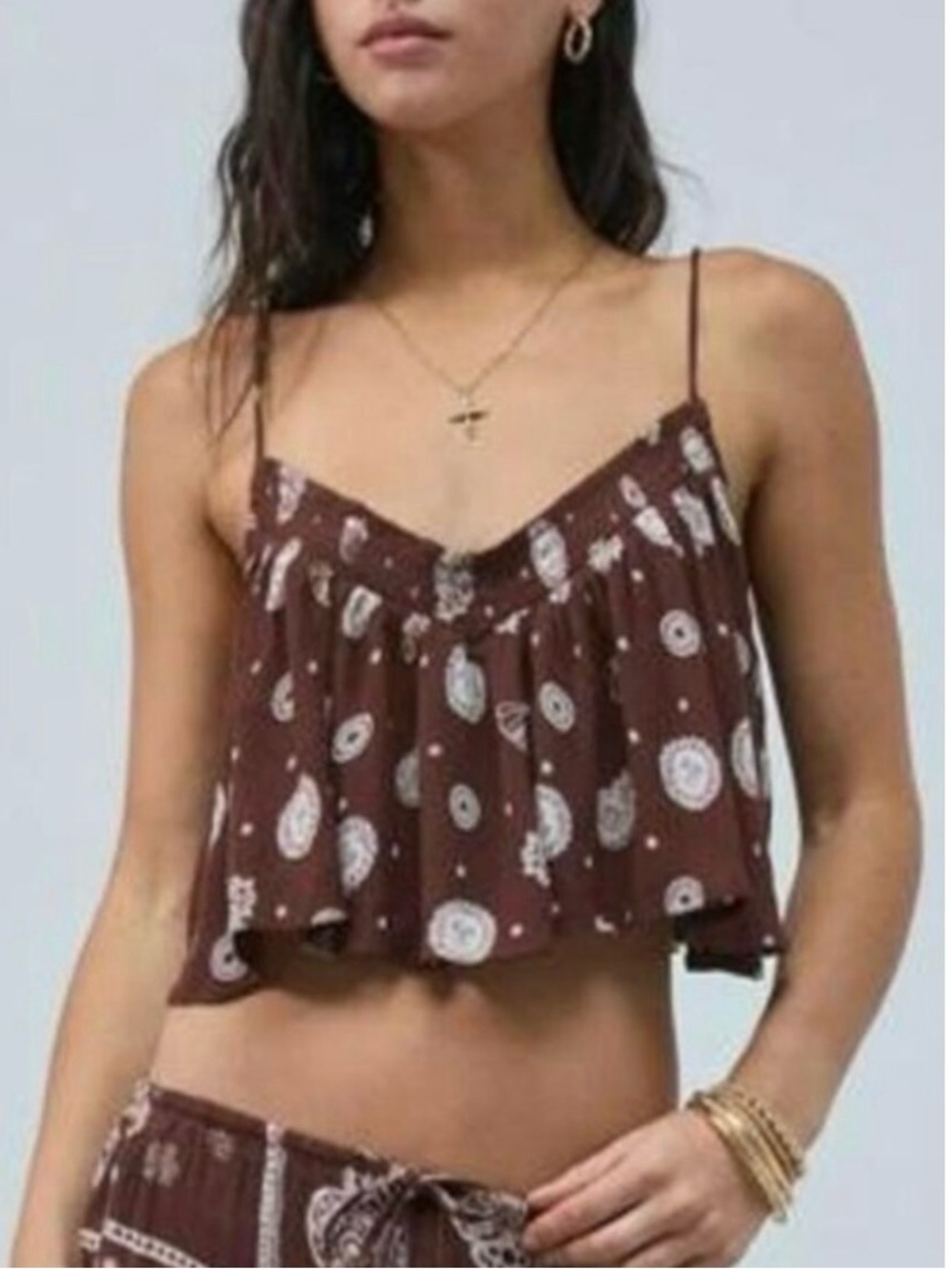 Urban Outfitter Brown Coastal Crop Top Large